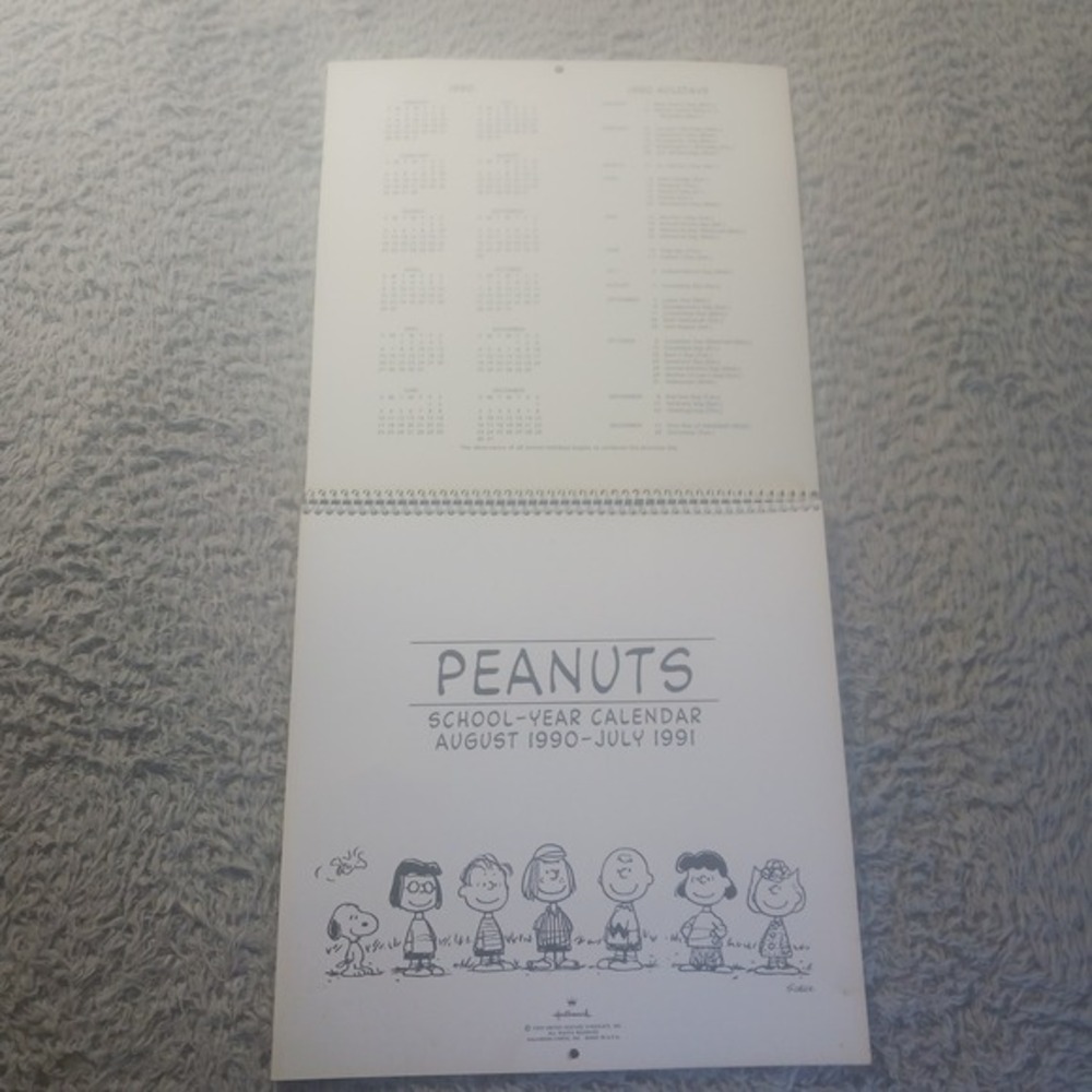 Hallmark Peanuts 1990-1991 School Year Calendar Vintage Charlie Brown Snoopy 90s - Picture 2 of 6